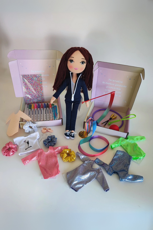 Pack Completo Drimydolls: Muñeca Gimnasta + Pack Gimnasta + Pack Aparatos Rítmica + Maillot y Coletero