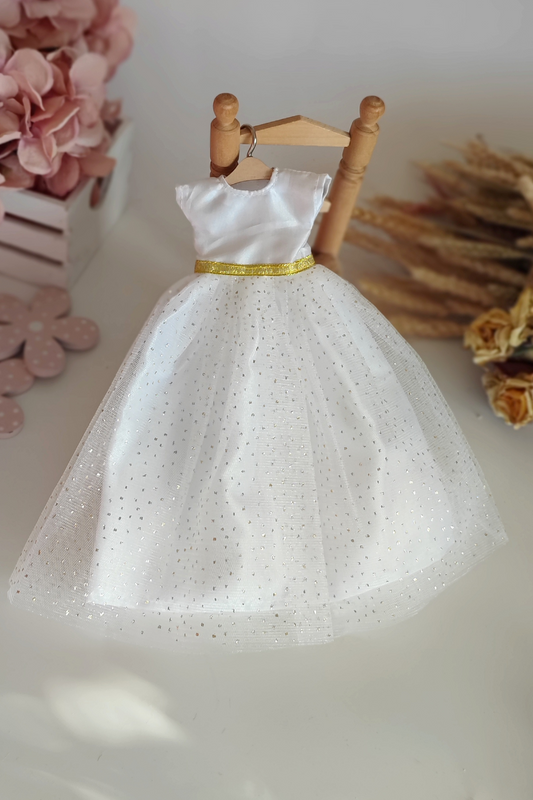 Vestido Fiesta blanco y oro